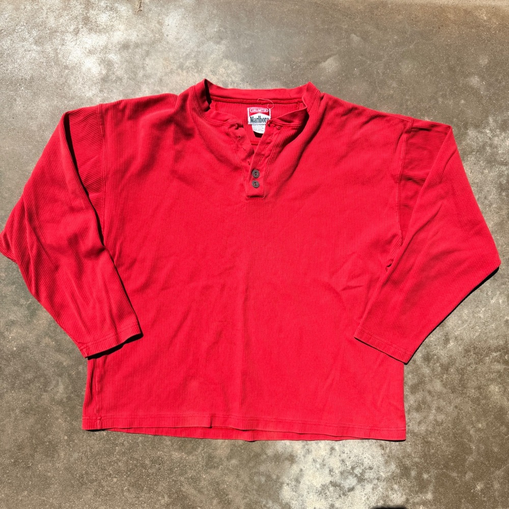 Men's Red Long-Sleeve Henley